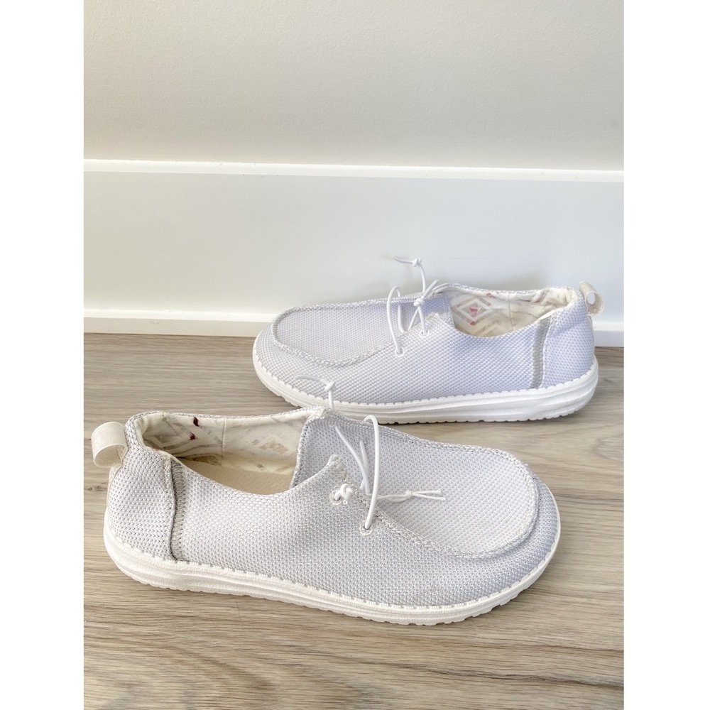 Hey Dude Womens Wendy Sox Shoe 9 Sox White Taping Slip‎ On Lightweight - Picture 6 of 11
